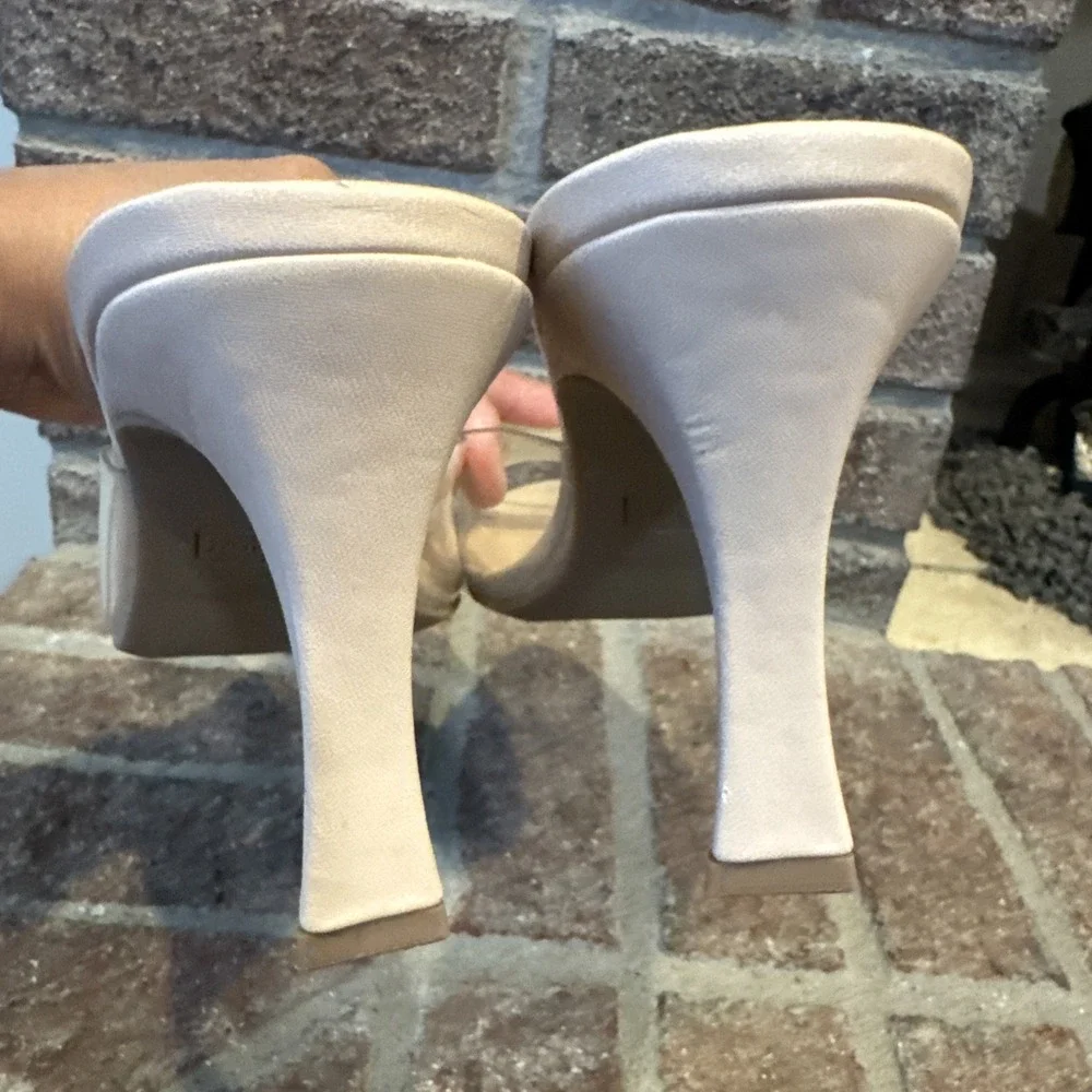 Abound Alana Block Heel Slide Sandals Open Toe Women's Clear BeigeCream Size 10M